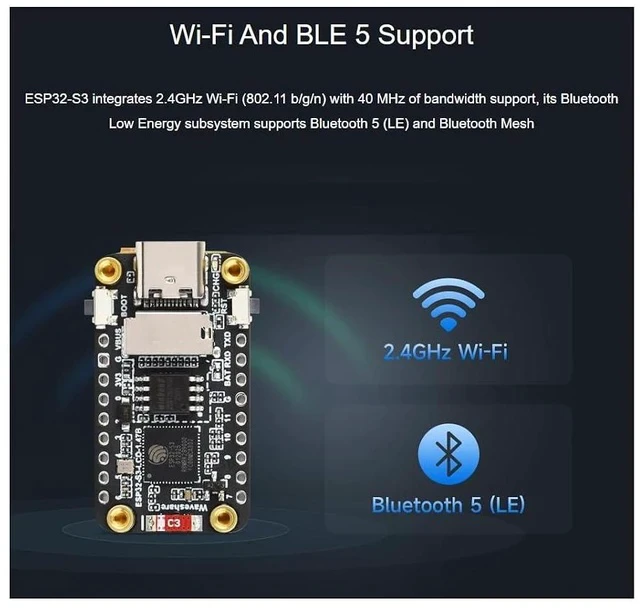 Alt view image 3 of 7 - ESP32-S3 1.47inch LCD Display Development Board Type B with pre-soldered Header 172×320 Resolution 262K Display Color Display Supports 2.4GHz Wi-Fi and BLE 5