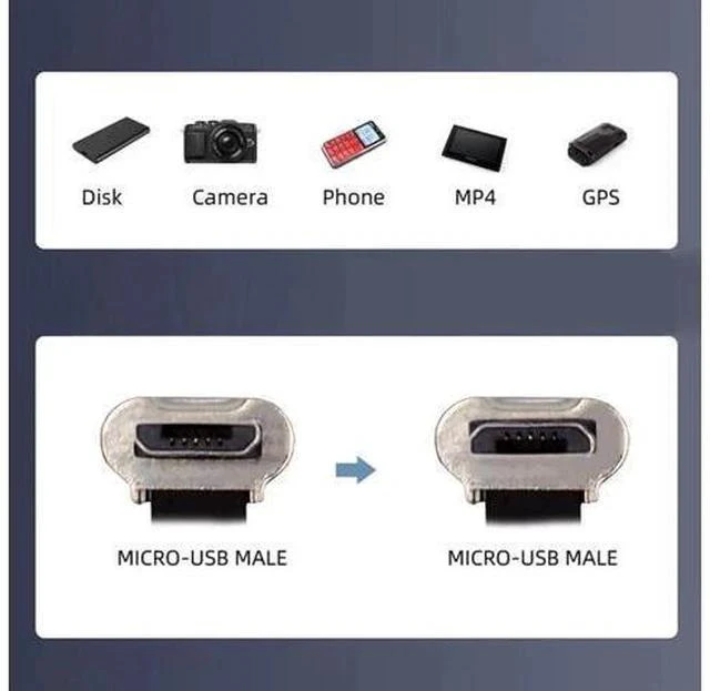 Alt view image 5 of 7 - 16cm Flat Micro USB 2.0 Male to Male Cable, Up-Down 90° Angled Ultra Slim 5Pin Cord for Charging & Data Sync