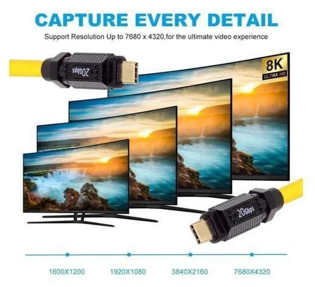 Alt view image 7 of 7 - 20CM Ultra Flexible USB4 Type-C Male to Male Cable | 20Gbps|140W PD|8K Video for Gaming Peripherals