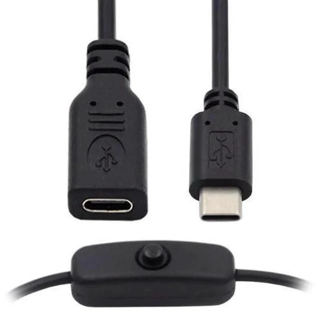 Main image of USB-C Male to Female Extension Cable with On/Off Power Switch for Laptop, Keyboard & Raspberry Pi 4B