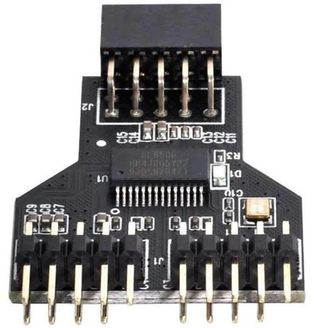 Main image of 9-Pin USB 2.0 Header 1 to 2 Port Splitter Adapter, Motherboard Internal USB Hub Connector