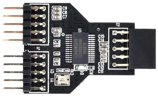 Alt view image 4 of 5 - 9-Pin USB 2.0 Header 1 to 2 Port Splitter Adapter, Motherboard Internal USB Hub Connector