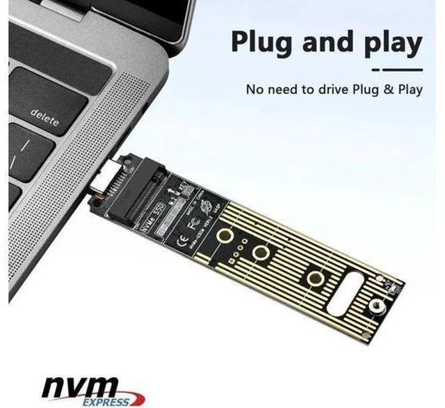 Alt view image 4 of 7 - USB 3.1 Gen 2 M.2 NVMe SSD Adapter, 10Gbps M-Key External SSD Reader with UASP, Supports Up to 4TB, Fits 2230/2242/2260/2280 NVMe Drives Only