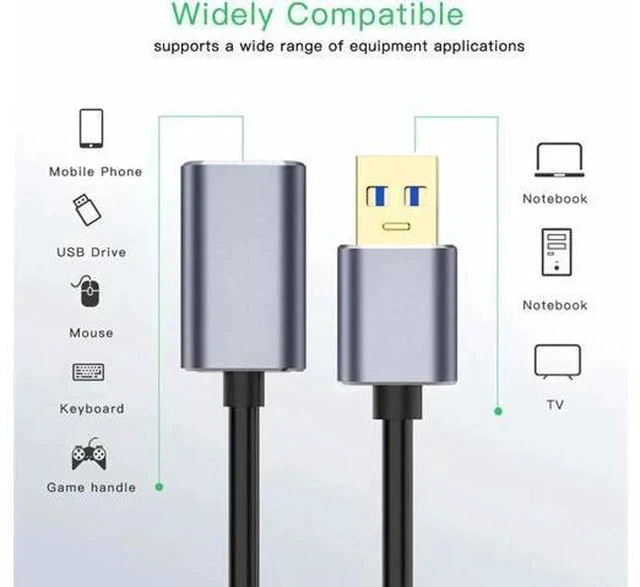 Alt view image 3 of 7 - USB Extension Cable, Type A Male to Female USB 3.0 Extension Cord High Data Transfer Compatible with Webcam ,GamePad, USB Keyboard, Flash Drive, Hard Drive, Printer (10FT)