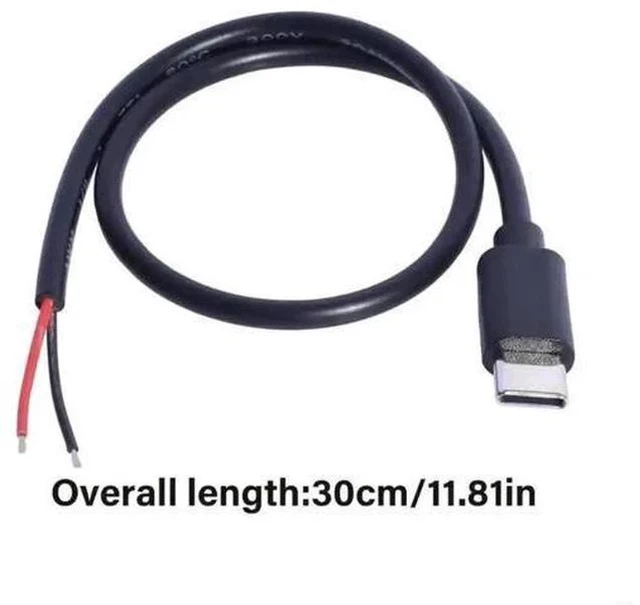 Alt view image 2 of 3 - USB C Male to 2Pin Bare Wire Power Cable, 5V 2A DIY Pigtail Cord for LED Lights
