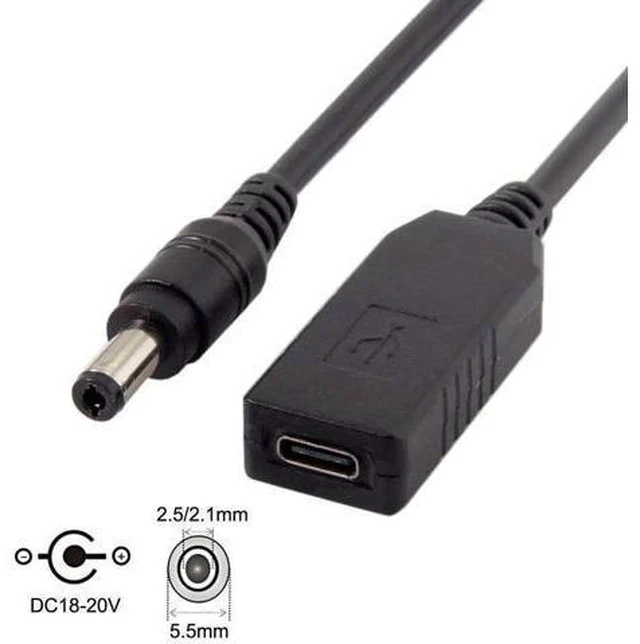 Alt view image 4 of 7 - USB3.1 Type-C to Dual DC 5.52.1mm & 5.52.5mm PD Emulator Trigger Cable | Fixed 20V Output for DC Port Laptops