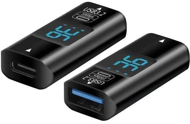 Main image of 2 Pack USB 3.2 Gen2 USB C Female to USB A Female Coupler with Digital Power Display, 10Gbps Data Transfer Dual-Way Fast Charging Adapter Converter for USB-A & USB-C Devices