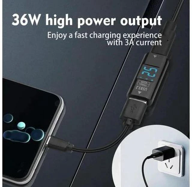 Alt view image 5 of 7 - 2 Pack USB 3.2 Gen2 USB C Female to USB A Female Coupler with Digital Power Display, 10Gbps Data Transfer Dual-Way Fast Charging Adapter Converter for USB-A & USB-C Devices