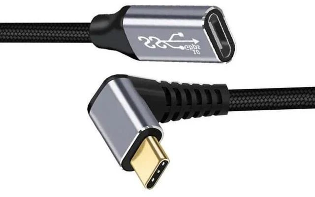 Main image of 2.0M Up 90° Angled USB-C Male to Female Extension Cable | USB3.1 Gen2 10Gbps & 100W PD Fast Charge with Protective Sleeve