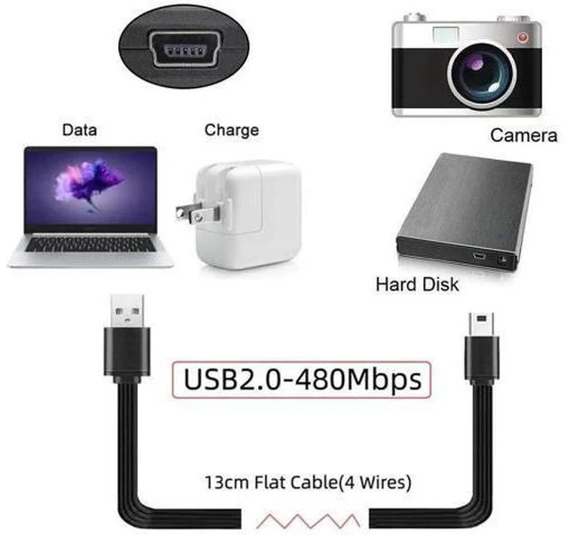 Alt view image 6 of 7 - 13cm Ultra Thin FPC Flat USB2.0 Type-A Male to Mini USB 5Pin Male Data Cable for FPV, Storage & Mobile Devices