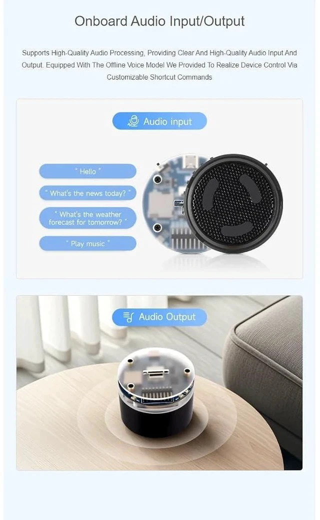Alt view image 2 of 7 - ESP32-S3 AI Smart Speaker Development Board,Supports Noise Reduction and Echo Cancellation, Surround RGB Lighting,Supports External LCD Displays & Cameras