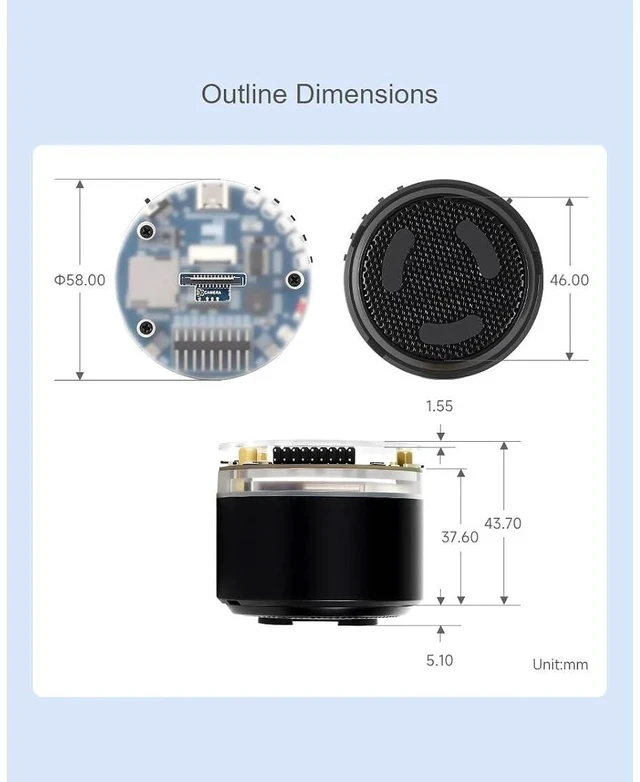 Alt view image 5 of 7 - ESP32-S3 AI Smart Speaker Development Board,Supports Noise Reduction and Echo Cancellation, Surround RGB Lighting,Supports External LCD Displays & Cameras