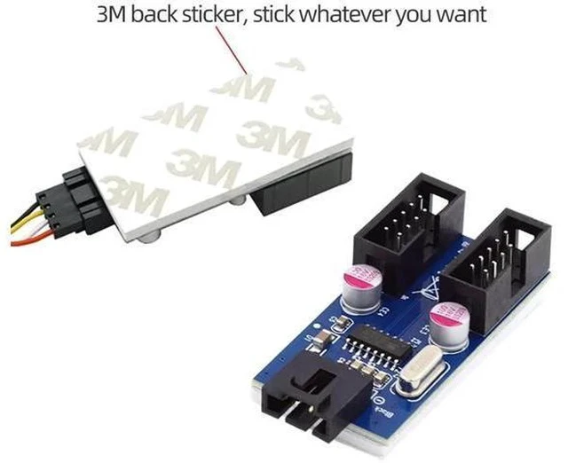 Alt view image 3 of 7 - Mainboard USB2.0 9Pin Header 1-to-2 Splitter Cable, 9/10Pin Internal Dual USB-A Female Hub Adapter