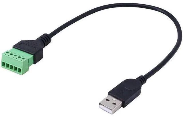 Main image of 1ft USB 2.0 Type A Male to 5-Pin Screw Terminal Female Cable, Solderless Adapter for Charging & Data Transfer