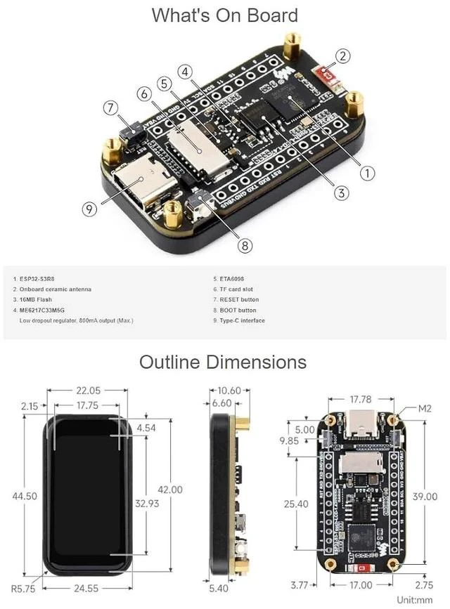 Alt view image 7 of 7 - ESP32-S3 1.47inch Touch Display Development Board,172×320 Resolution 262K Color RGB LED,Supports 2.4GHz Wi-Fi/BLE 5