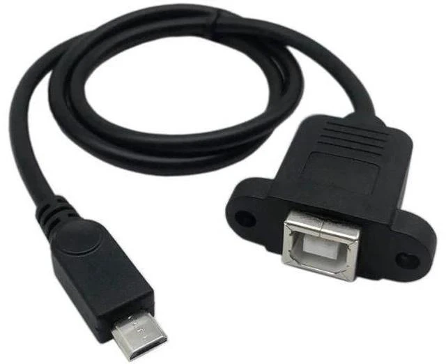 Main image of 50cm Panel Mount Micro USB 5Pin Male to USB2.0 Type-B Female Cable with Screw Holes | Data & Charging Extension Cord