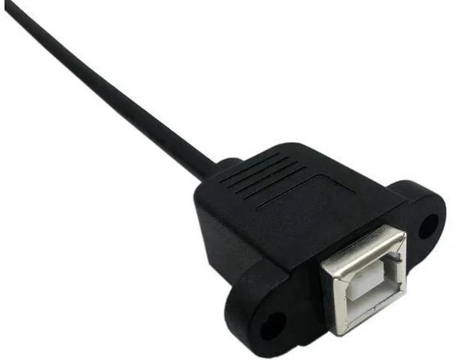 Alt view image 4 of 4 - 50cm Panel Mount Micro USB 5Pin Male to USB2.0 Type-B Female Cable with Screw Holes | Data & Charging Extension Cord