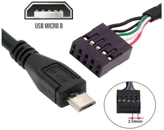 Alt view image 2 of 7 - 0.5M USB2.0 9/10Pin Motherboard Header to Micro USB 5Pin Female Data Cable | Internal PC Front Panel Conversion Cord
