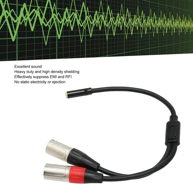 Alt view image 2 of 7 - 3.5mm 1/8 to XLR Microphone Cable, Professional Connector Adapter,Balanced Dual XLR Male to 3.5mm Female Stereo Cable 1.0ft