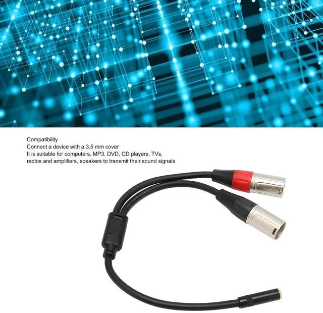Alt view image 3 of 7 - 3.5mm 1/8 to XLR Microphone Cable, Professional Connector Adapter,Balanced Dual XLR Male to 3.5mm Female Stereo Cable 1.0ft