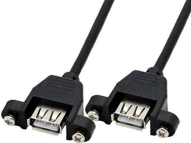 Alt view image 3 of 3 - Panel Mount USB 2.0 Header Cable, 9Pin Motherboard Header to Dual USB-A Female Splitter Cord with Mounting Screws, 1.64FT Black