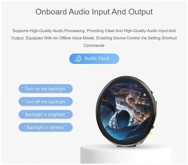 Alt view image 6 of 7 - ESP32-S3 1.46inch Round Display Development Board 412×412 Resolution 16.7M Color Capacitive Touch IPS Display Panel Onboard Speaker and Microphone