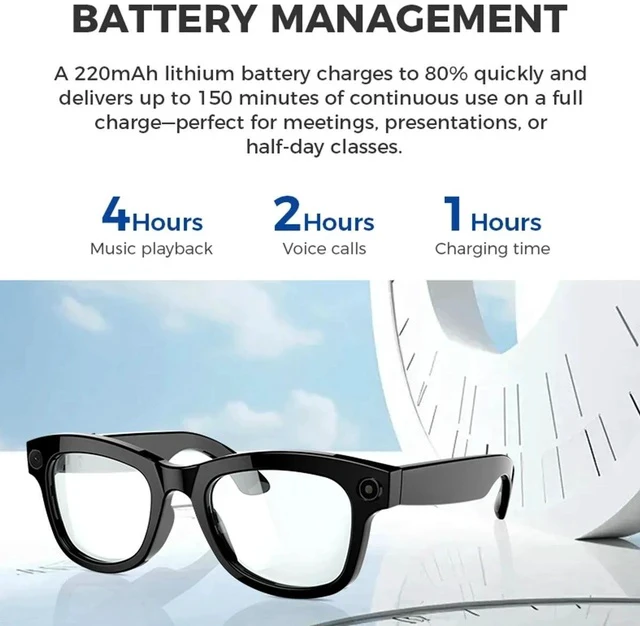 Alt view image 2 of 6 - M01 Smart Video Glasses 1080P HD Camera, AI Object Recognition, Real-Time Translation, 5MP Video Recording, Smart Glasses for Travel & Learning - Transparent lenses