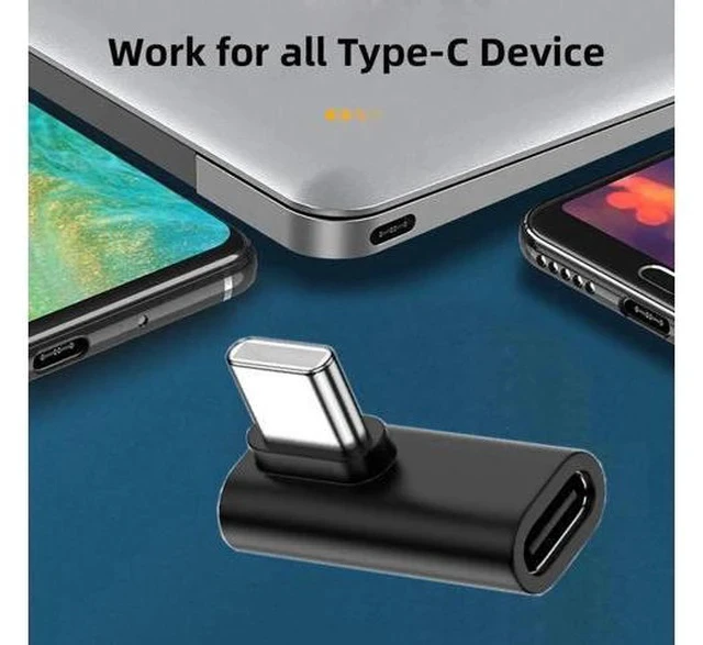 Alt view image 2 of 7 - Left & Right 90 Degree Reversible USB 3.1 Type-C Male to Female Low Profile Extension Adapter, Elbow USB-C Converter for Laptops, Phones & USB-C Devices