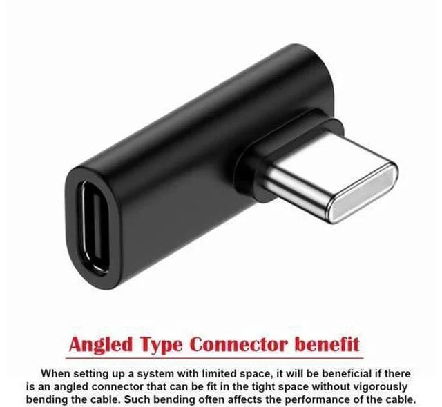 Alt view image 6 of 7 - Left & Right 90 Degree Reversible USB 3.1 Type-C Male to Female Low Profile Extension Adapter, Elbow USB-C Converter for Laptops, Phones & USB-C Devices