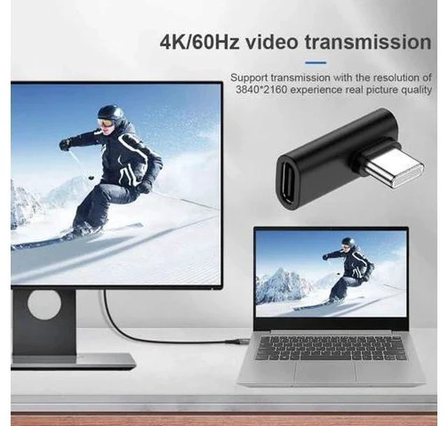 Alt view image 7 of 7 - Left & Right 90 Degree Reversible USB 3.1 Type-C Male to Female Low Profile Extension Adapter, Elbow USB-C Converter for Laptops, Phones & USB-C Devices