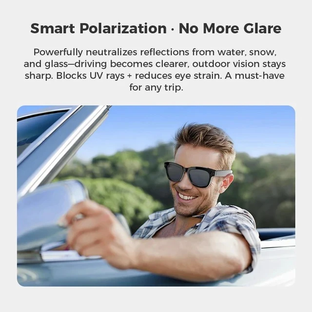 Alt view image 3 of 6 - M01 Smart Video Glasses 1080P HD Camera, AI Object Recognition, Real-Time Translation, 5MP Video Recording, Smart Glasses for Travel & Learning - Sunglass lenses