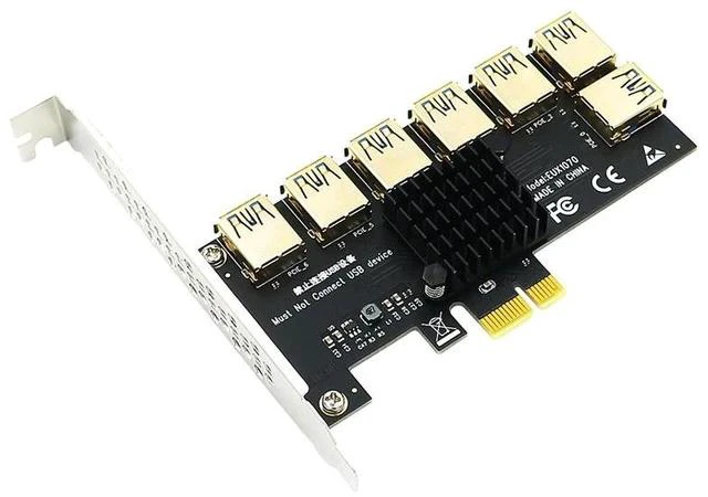 Main image of PCIe 1-to-7 Expansion Card PCI-E to 7-Slot GPU Riser, One to Seven PCIe Ports, Graphics Card Expansion Adapter for Mining / Server / Workstation