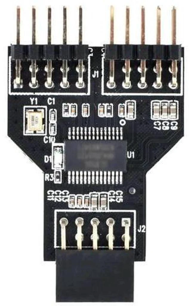 Main image of 9Pin/10Pin USB 2.0 Header 1 to 2 Female Splitter Cable, Motherboard Internal Port Multiplier Hub Adapter