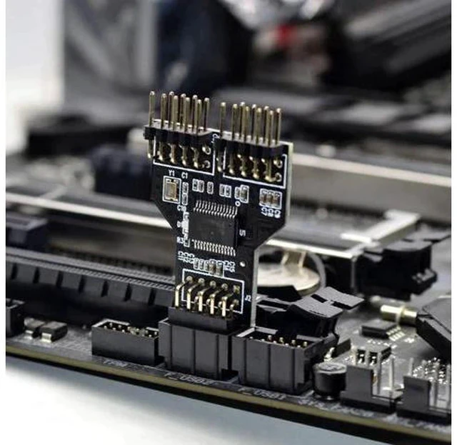 Alt view image 5 of 7 - 9Pin/10Pin USB 2.0 Header 1 to 2 Female Splitter Cable, Motherboard Internal Port Multiplier Hub Adapter