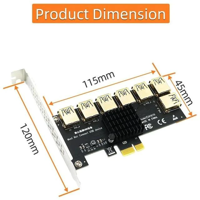 Alt view image 5 of 7 - PCIe 1-to-7 Expansion Card PCI-E to 7-Slot GPU Riser, One to Seven PCIe Ports, Graphics Card Expansion Adapter for Mining / Server / Workstation