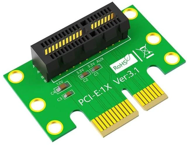 Main image of PCI-E x1 Left-Angle Riser Card PCIe 1x Adapter Card, PCI-E Adapter Card