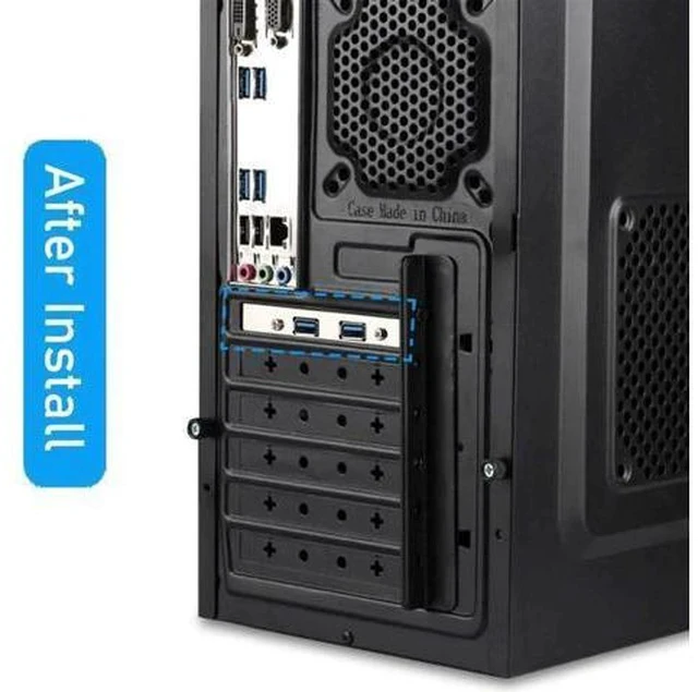 Alt view image 4 of 5 - 1.5ft 2 Ports USB 3.0 Female Cable, PCI Slot Plate Bracket Back Panel to 20Pin Motherboard Header Adapter