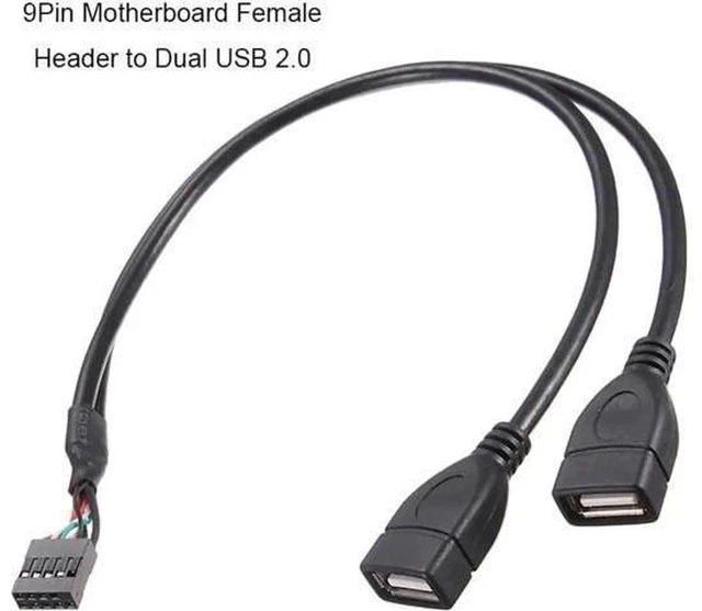 Alt view image 4 of 6 - 11.81 Inch Motherboard 9Pin USB2.0 Splitter Cable, Single 9Pin Header to Dual USB 2.0 Female Internal Extension Adapter Wire