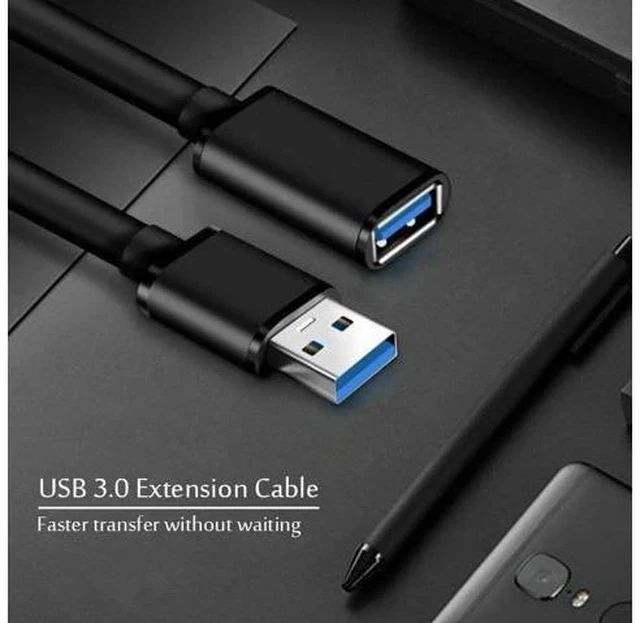 Alt view image 2 of 7 - 10FT USB 3.0 Male to Female Extension Cable, High Speed Data Transfer Cord for Smart TV, PS4, Xbox One & External SSD