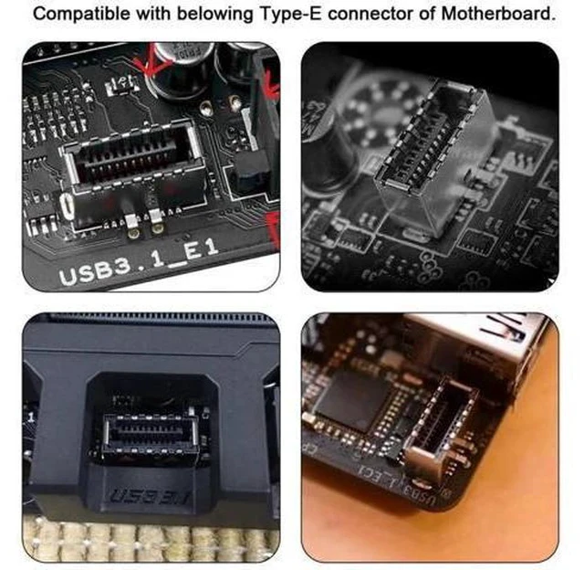 Alt view image 3 of 6 - 0.98FT USB 3.1 Type-E to 2.54mm Pitch 4Pin Cable, Front Panel Header Extension Adapter for 9Pin/10Pin Motherboard HUB
