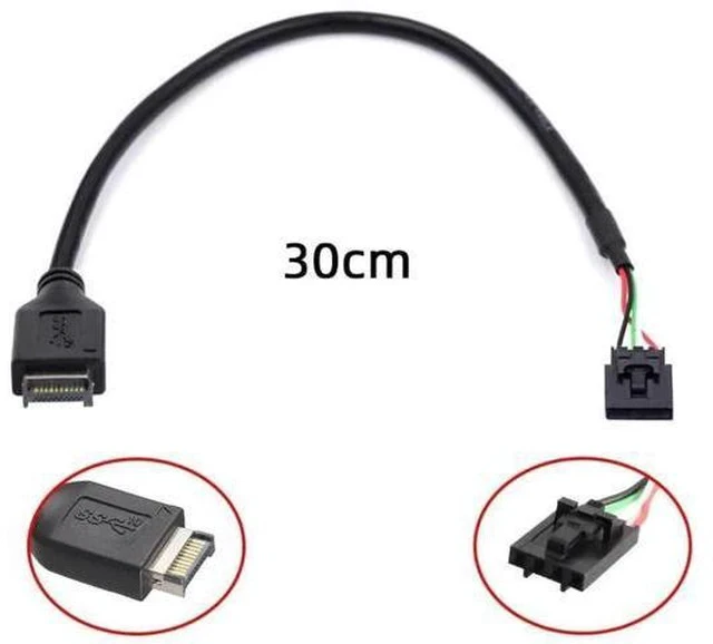 Alt view image 6 of 6 - 0.98FT USB 3.1 Type-E to 2.54mm Pitch 4Pin Cable, Front Panel Header Extension Adapter for 9Pin/10Pin Motherboard HUB