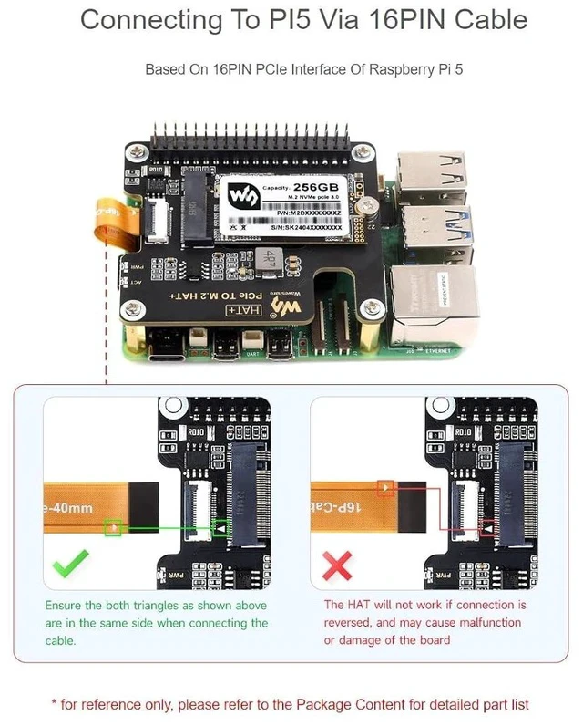 Alt view image 3 of 6 - PCIe to M.2 Adapter Board for Raspberry Pi 5,with SK-NVME 2242 256G Solid State Drive,Support M.2 NVMe SSD 2230 2242,Supports Gen2 and Gen3 Modes