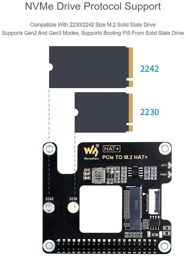 Alt view image 4 of 6 - PCIe to M.2 Adapter Board for Raspberry Pi 5,with SK-NVME 2242 256G Solid State Drive,Support M.2 NVMe SSD 2230 2242,Supports Gen2 and Gen3 Modes