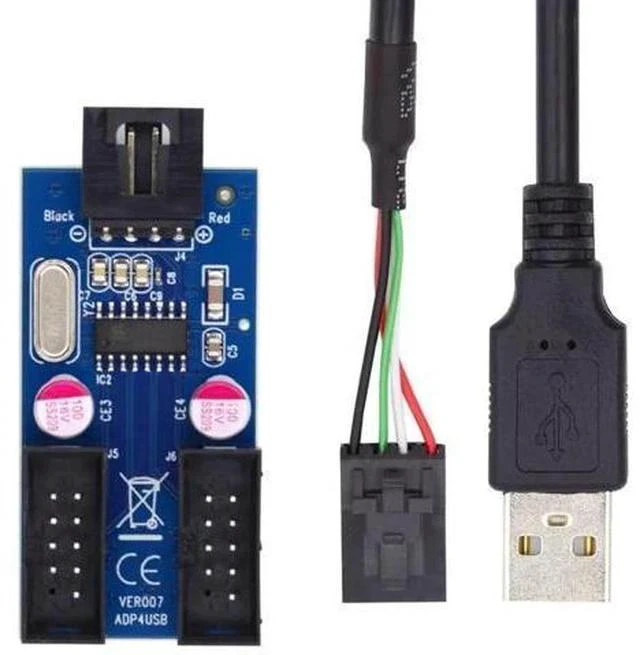 Main image of USB 2.0 Front Panel Header 9/10Pin 1-to-2 Splitter Cable, Motherboard Internal Header Extension Adapter