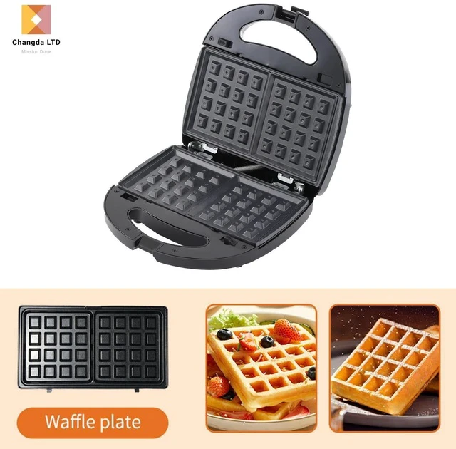 Alt view image 3 of 7 - Adjustable Temp 3-in-1 Sandwich & Waffle Maker Multifunctional Breakfast Machine with Non-Stick Plates, for Grilled Cheese, Pancakes, Steak & Toast