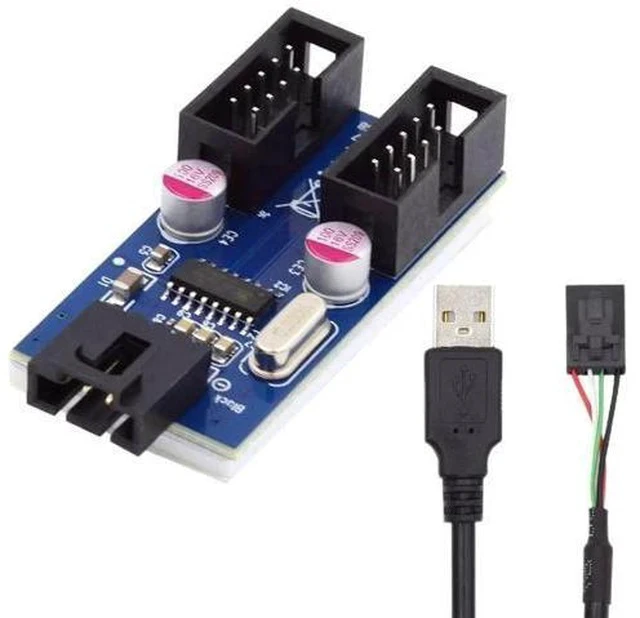 Alt view image 7 of 7 - USB 2.0 Front Panel Header 9/10Pin 1-to-2 Splitter Cable, Motherboard Internal Header Extension Adapter