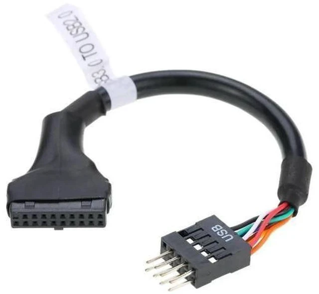 Alt view image 2 of 7 - 2 Pack USB 2.0 Front Panel Header Adapter, 9/10Pin to 19/20Pin Mainboard Gender Changer Cable