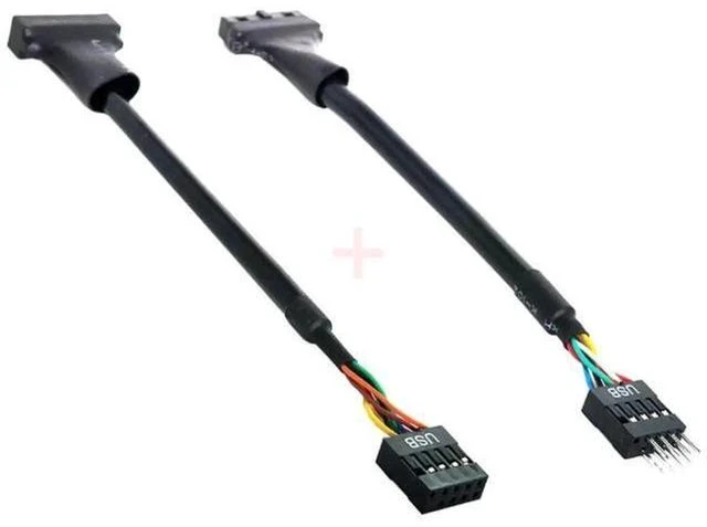Alt view image 5 of 7 - 2 Pack USB 2.0 Front Panel Header Adapter, 9/10Pin to 19/20Pin Mainboard Gender Changer Cable
