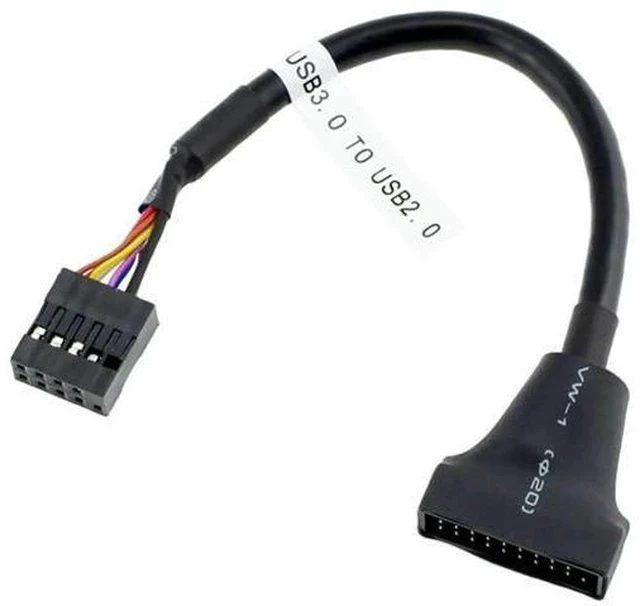 Alt view image 6 of 7 - 2 Pack USB 2.0 Front Panel Header Adapter, 9/10Pin to 19/20Pin Mainboard Gender Changer Cable