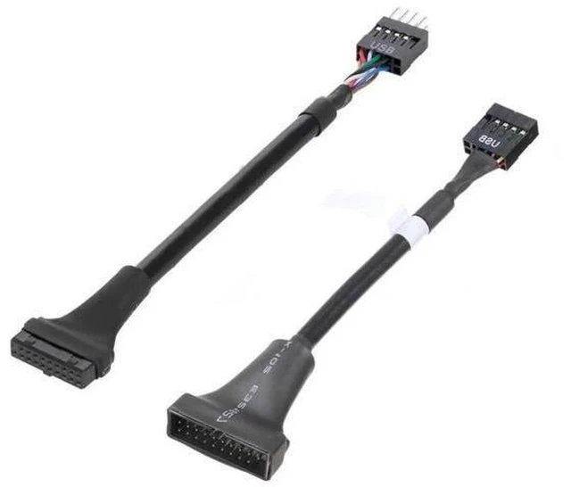 Alt view image 7 of 7 - 2 Pack USB 2.0 Front Panel Header Adapter, 9/10Pin to 19/20Pin Mainboard Gender Changer Cable